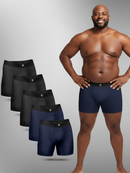 Kit com 5 Cueca Boxer Long Plus Size Antimicrobiana BRAVTO