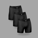 Kit com 3 Cueca Boxer Long Antimicrobiana Preta BRAVTO