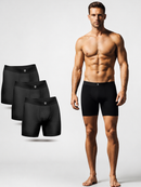 Kit com 3 Cueca Boxer Long Antimicrobiana Preta BRAVTO