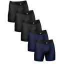 Kit com 5 Cueca Boxer Long Plus Size Antimicrobiana BRAVTO com tecidos confortáveis e de secagem rápida.