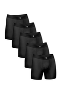 Kit com 5 Cueca Boxer Long Plus Size Antimicrobiana BRAVTO em cor preta, conforto e durabilidade para o dia a dia.